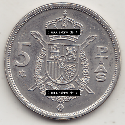 Münze Spanien / España Umlaufmünzen Sammlung in PNG 1975-1980, 5 PTAS Peseten, 1977-1 (2) - Digitales Münzen-Bildmaterial einer spanischen Münze aus... Sammlung