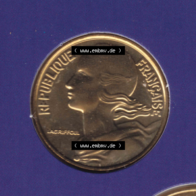Münze Frankreich Umlaufmünzen Sammlung in PNG 2000, 20 Centimes (2) - Digitales Münzen-Bildmaterial einer französischen Francs Münze aus Frankreich in farbige mit... Sammlung