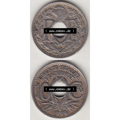 Münze Frankreich Umlaufmünzen Sammlung in PNG 1917-1938, 10 Centimes, RF - Frankreich 10 CMES EGALITÉ FRATERNITÉ LIBERTÉ 1919-1 (4) - Digitales Münzen-Bildmaterial... Sammlung