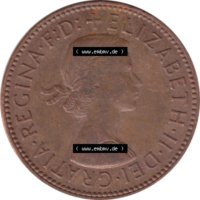 Münzen Großbritannien Umlaufmünzen Sammlung in PNG Großbritannien 1954-1970, Half Penny, Halber Pence 1965-01, Elisabeth II. (5) - Digitales Münzen-Bildmaterial... Sammlung