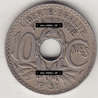Münze Frankreich Umlaufmünzen Sammlung in PNG 1917-1938, 10 Centimes, 10 CMES EGALITÉ FRATERNITÉ LIBERTÉ 1931-2 (2)_1 (1) - Digitales... Sammlung
