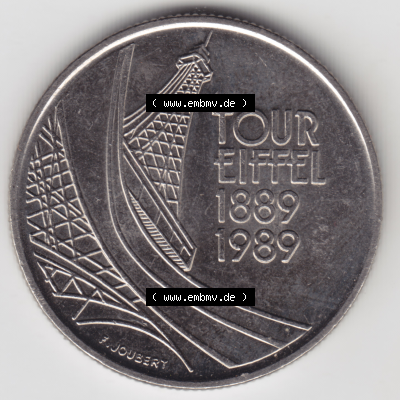 Münze Frankreich Umlaufmünzen Sammlung in PNG 1989-1989, 5 Francs Franken Eiffelturm (2) - Digitales Münzen-Bildmaterial einer französischen Francs Münze aus Frankreich... Sammlung