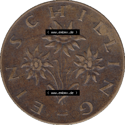 Alte Münzen Österreich 1 / Ein Schilling 1959-2001, 1 Schilling 1960-02. Rückseite der alten 1 / Ein Schilling Münze Edelweiß aus dem Zeitraum 1959-2001,... Sammlung