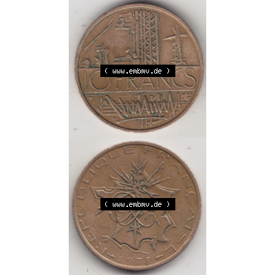 Münze Frankreich Umlaufmünzen Sammlung in PNG 1974-1987, 10 Franken-Francs 1978 II. (4) - Digitales Münzen-Bildmaterial einer französischen Francs Münze... Sammlung