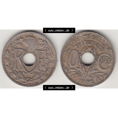 Münze Frankreich Umlaufmünzen Sammlung in PNG 1917-1938, 10 Centimes - Cmes 1935-2 (3) - Digitales Münzen-Bildmaterial einer französischen Francs Münze aus Frankreich... Sammlung