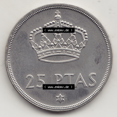 Münze Spanien / España Umlaufmünzen Sammlung in PNG 1975-1980, 25 PTAS Peseten, 1977-1 (2) - Digitales Münzen-Bildmaterial einer spanischen Münze aus... Sammlung