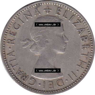 Münzen Großbritannien Umlaufmünzen Sammlung in PNG Großbritannien 1954-1970, 2 Schilling-Florin, Two Shillings, 1961-02 ELIZABETH II DEI GRATIA REGINA (5)... Sammlung