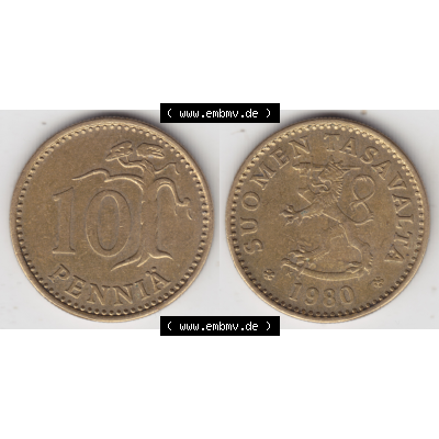 Münze Finnland / SUOMI Umlaufmünzen Sammlung in PNG 1963-1982, 10 Penniä (3) - Digital Münzen-Bildmaterial einer Münze aus Finnland in farbige mit einen Scanner... Sammlung