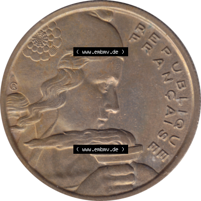 Münze Frankreich Umlaufmünzen Sammlung in PNG 1954-1958, 100 Francs, Franken Typ II 1955-01 (6) - Digitales Münzen-Bildmaterial einer französischen Francs Münze... Sammlung