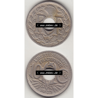 Münze Frankreich Umlaufmünzen Sammlung in PNG 1917-1938, 10 Centimes - Cmes 1923 (4) - Digitales Münzen-Bildmaterial einer französischen Francs Münze aus Frankreich... Sammlung
