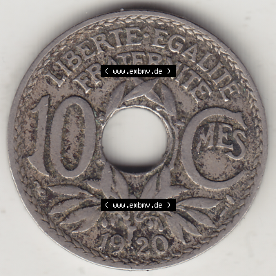 Münze Frankreich Umlaufmünzen Sammlung in PNG 1917-1938, 10 Centimes, 10 CMES EGALITÉ FRATERNITÉ LIBERTÉ 1920-1 (2) - Digitales Münzen-Bildmaterial... Sammlung