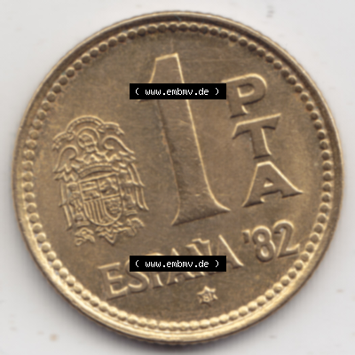 Münze Spanien / España Umlaufmünzen Sammlung in PNG 1980-1980, 1 Pesete 1981 (1) - Digitales Münzen-Bildmaterial einer spanischen Münze aus Spanien in farbige... Sammlung