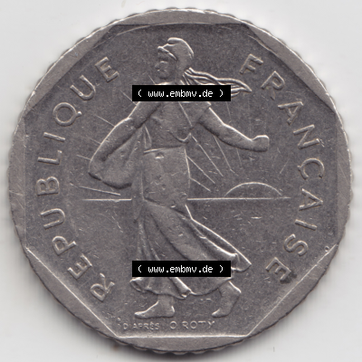 Münze Frankreich Umlaufmünzen Sammlung in PNG 1979-2001, 2 Francs Säerin Semeuse (2) - Digitales Münzen-Bildmaterial einer französischen Francs Münze aus Frankreich... Sammlung