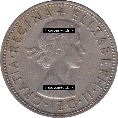 Münzen Großbritannien Umlaufmünzen Sammlung in PNG Großbritannien 1954-1970, 2 Schilling-Florin, Two Shillings, 1963-01 ELIZABETH II DEI GRATIA REGINA (5)... Sammlung