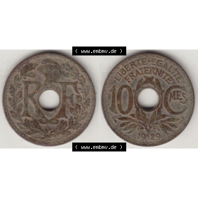 Münze Frankreich Umlaufmünzen Sammlung in PNG 1917-1938, 10 Centimes, 10 CMES EGALITÉ FRATERNITÉ LIBERTÉ 1929-1 (3) - Digitales Münzen-Bildmaterial... Sammlung