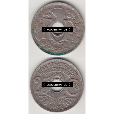 Münze Frankreich Umlaufmünzen Sammlung in PNG 1917-1937, 25 Cmes, Centimes 1932-1 LIBERTE EGALITE FRATERNITE (4) - Digitales Münzen-Bildmaterial einer französischen... Sammlung