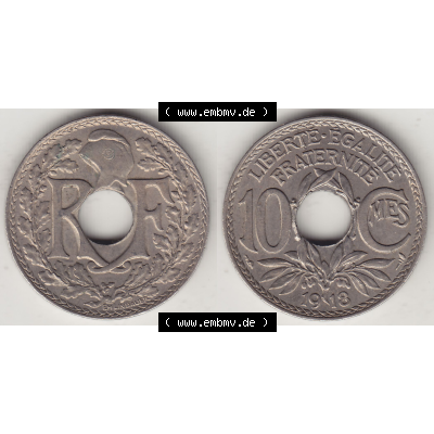 Münze Frankreich Umlaufmünzen Sammlung in PNG 1917-1938, 10 Centimes, RF - Frankreich 10 CMES EGALITÉ FRATERNITÉ LIBERTÉ 1918-1 (3) - Digitales Münzen-Bildmaterial... Sammlung