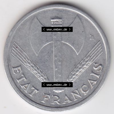 Münze Frankreich Umlaufmünzen Sammlung in PNG 1942-1944, 1 Franc, Franken 1943 (2) - Digitales Münzen-Bildmaterial einer französischen Francs Münze aus Frankreich... Sammlung