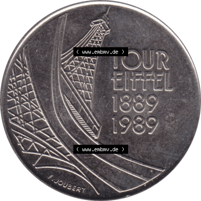 Münze Frankreich Umlaufmünzen Sammlung in PNG 1989-1989, 5 Francs Franken Eiffelturm 1989-01 (6) - Digitales Münzen-Bildmaterial einer französischen Francs Münze... Sammlung