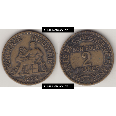 Münze Frankreich Umlaufmünzen Sammlung in PNG 1920-1927, 2 Francs - Franken 1922-2 (3) - Digitales Münzen-Bildmaterial einer französischen Francs Münze aus Frankreich... Sammlung
