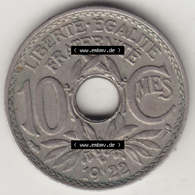 Münze Frankreich Umlaufmünzen Sammlung in PNG 1917-1938, 10 Centimes, RF - Frankreich 10 CMES EGALITÉ FRATERNITÉ LIBERTÉ 1922-2 (2) - Digitales Münzen-Bildmaterial... Sammlung