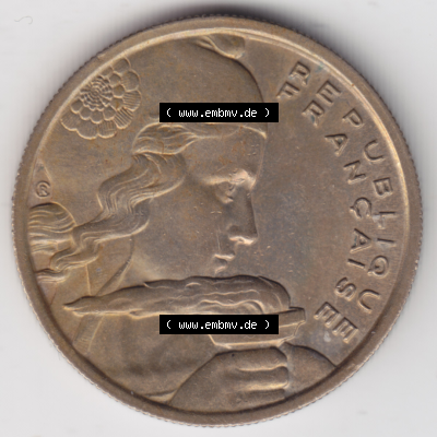 Münze Frankreich Umlaufmünzen Sammlung in PNG 1954-1958, 100 Francs, Franken Typ II 1955 (2) - Digitales Münzen-Bildmaterial einer französischen Francs Münze... Sammlung