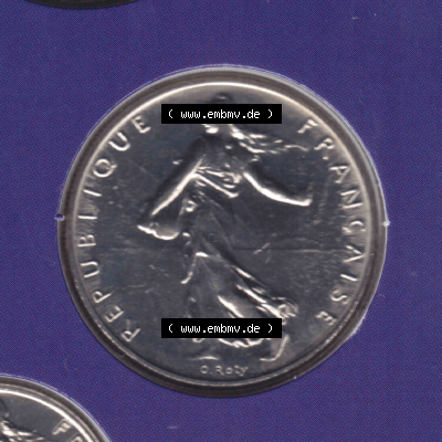 Münze Frankreich aus KMS Umlaufmünzen Sammlung in PNG 2000, 1 Francs (2) - Digitales Münzen-Bildmaterial einer französischen Francs Münze aus Frankreich aus KMS... Sammlung