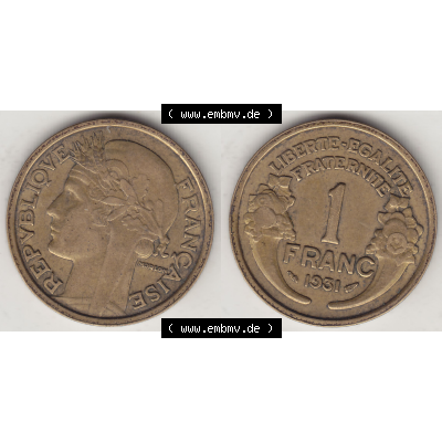 Münze Frankreich Umlaufmünzen Sammlung in PNG 1931-1941, 1 Franken, 1 Franc, 1931-1 LIBERTE EGALITE FRATERNITE (3) - Digitales Münzen-Bildmaterial einer französischen... Sammlung