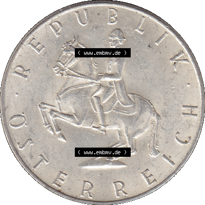Alte Münze 5 / Fünf Schilling Österreich in original Farbgebung von Scanner transparenten PNG 1960-1968, 5 Fünf Schilling 1961-01, 5,20 Gramm 640er Silber,... Sammlung