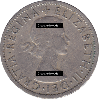 Münzen Großbritannien Umlaufmünzen Sammlung in PNG Großbritannien 1954-1970, 2 Schilling-Florin, Two Shillings, 1956-01 ELIZABETH II DEI GRATIA REGINA (5)... Sammlung