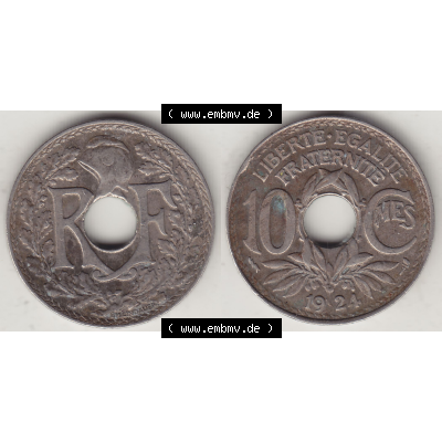 Münze Frankreich Umlaufmünzen Sammlung in PNG 1917-1938, 10 Centimes, 10 CMES EGALITÉ FRATERNITÉ LIBERTÉ 1924-2 (3) - Digitales Münzen-Bildmaterial... Sammlung