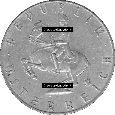Alte Münze 5 / Fünf Schilling Österreich in s/w Schwarzweiß bzw. Graustufen Farbgebung von Scanner transparenten PNG 1960-1968, 5 Fünf Schilling 1960-01,... Sammlung