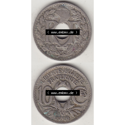 Münze Frankreich Umlaufmünzen Sammlung in PNG 1917-1938, 10 Centimes, 10 CMES EGALITÉ FRATERNITÉ LIBERTÉ 1919-2 (4) - Digitales Münzen-Bildmaterial... Sammlung