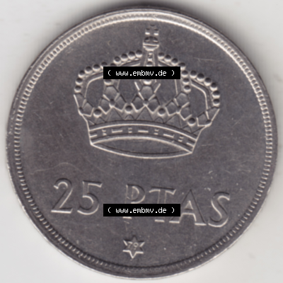 Münze Spanien / España Umlaufmünzen Sammlung in PNG 1975-1975, 25 Peseten 1979 (1) - Digitales Münzen-Bildmaterial einer spanischen Münze aus Spanien in farbige... Sammlung