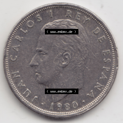 Münze Spanien / España Umlaufmünzen Sammlung in PNG 1980-1980, 5 Peseten (2) - Digitales Münzen-Bildmaterial einer spanischen Münze aus Spanien in farbige... Sammlung