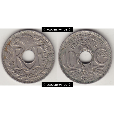 Münze Frankreich Umlaufmünzen Sammlung in PNG 1917-1938, 10 Centimes, RF - Frankreich 10 CMES EGALITÉ FRATERNITÉ LIBERTÉ 1922-2 (3) - Digitales Münzen-Bildmaterial... Sammlung