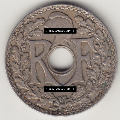 Münze Frankreich Umlaufmünzen Sammlung in PNG 1917-1938, 10 Centimes - Cmes 1935-3 (1) - Digitales Münzen-Bildmaterial einer französischen Francs Münze aus Frankreich... Sammlung