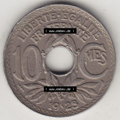 Münze Frankreich Umlaufmünzen Sammlung in PNG 1917-1938, 10 Centimes, RF - Frankreich 10 CMES EGALITÉ FRATERNITÉ LIBERTÉ 1923-1 (2) - Digitales Münzen-Bildmaterial... Sammlung