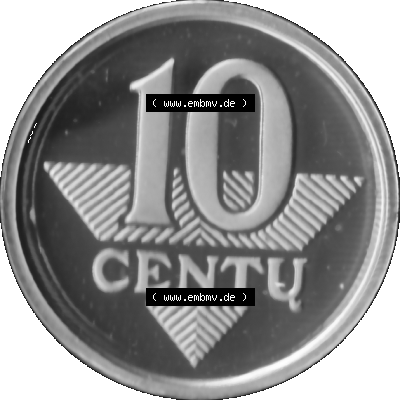 Alte Münze Litauen Kursmünzensatz 1997-2014, 10 Centu 2003-01 Graustufen. Rückseite mit Motiv der Münze in Graustufen der KMS-Münze von 2003 auf einen digitalen PNG-Bild... Sammlung