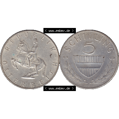 Alte Münze 5 / Fünf Schilling Österreich in original Farbgebung von Scanner transparenten PNG 1960-1968, 5 Fünf Schilling 1965-01, 5,20 Gramm 640er Silber,... Sammlung