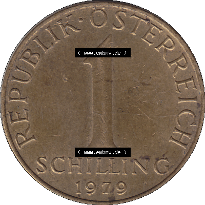 Alte Münzen Österreich 1 / Ein Schilling 1959-2001, 1 Schilling 1979-04. Vorderseite der alten österreichischen 1 / Ein Schilling Münze Edelweiß aus dem Zeitraum... Sammlung