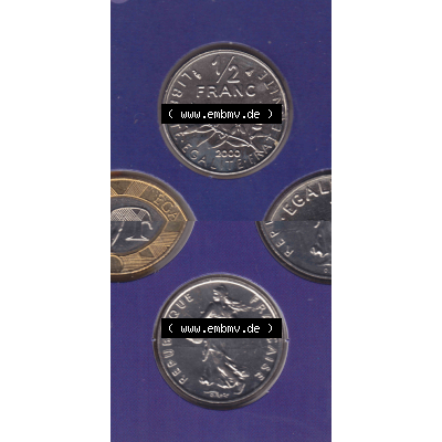 Münze Frankreich aus KMS Umlaufmünzen Sammlung in PNG 2000, 0,50 Francs (4) - Digitales Münzen-Bildmaterial einer französischen Francs Münze aus Frankreich... Sammlung