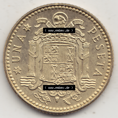 Münze Spanien / España Umlaufmünzen Sammlung in PNG 1975-1980, 1 PTA UNA Peseta, 1977-1 (2) - Digitales Münzen-Bildmaterial einer spanischen Münze aus... Sammlung