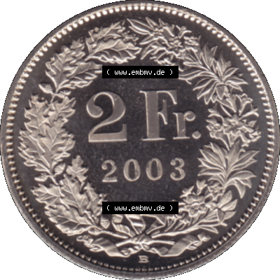 Alte Münze KMS Schweiz in original Farbgebung vom Scanner transparenten PNG 1983-2018, 2 Franken 2003. Rückseite mit Nominal-Wert der Schweizer Münze, zum katalogisieren... Sammlung