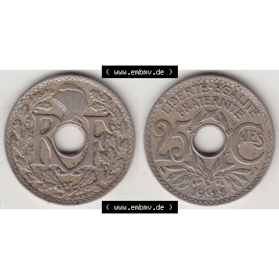 Münze Frankreich Umlaufmünzen Sammlung in PNG 1917-1937, 25 Cmes, Centimes 1928-1 LIBERTE EGALITE FRATERNITE (3) - Digitales Münzen-Bildmaterial einer französischen... Sammlung