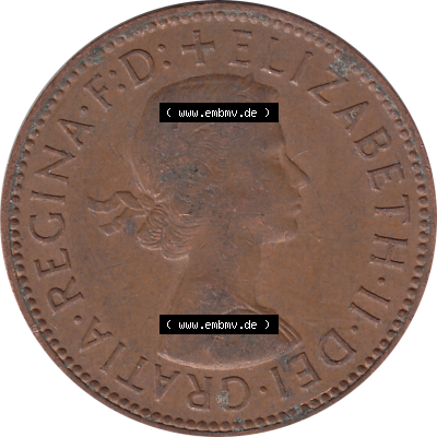 Münzen Großbritannien Umlaufmünzen Sammlung in PNG Großbritannien 1954-1970, Half Penny, Halber Pence 1964-03, Elisabeth II. (5) - Digitales Münzen-Bildmaterial... Sammlung