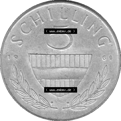 Alte Münze 5 / Fünf Schilling Österreich in s/w Schwarzweiß bzw. Graustufen Farbgebung von Scanner transparenten PNG 1960-1968, 5 Fünf Schilling 1961-01,... Sammlung