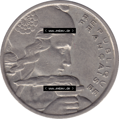 Münze Frankreich Umlaufmünzen Sammlung in PNG 1954-1958; 100 Francs, Franken Typ I. 1955-01 (6) - Digitales Münzen-Bildmaterial einer französischen Francs... Sammlung