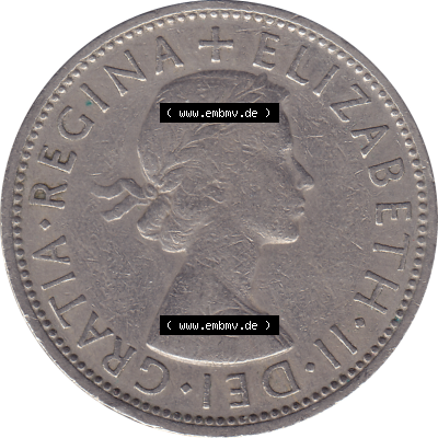 Münzen Großbritannien Umlaufmünzen Sammlung in PNG Großbritannien 1954-1970, 2 Schilling-Florin, Two Shillings, 1960-01 ELIZABETH II DEI GRATIA REGINA (5)... Sammlung