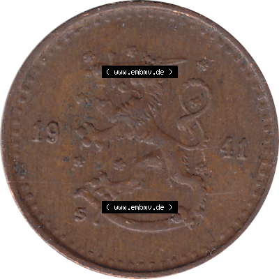 Münze Finnland / SUOMI Umlaufmünzen Sammlung in PNG 1940-1943, 25 Penny, Penniä Lupfer 1941-1 (5) - Digital Münzen-Bildmaterial einer Münze aus Finnland... Sammlung